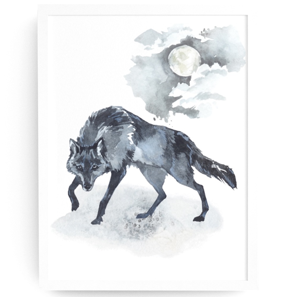Black Wolf Wall Art Print Poster Unframed - Picture 1 of 13